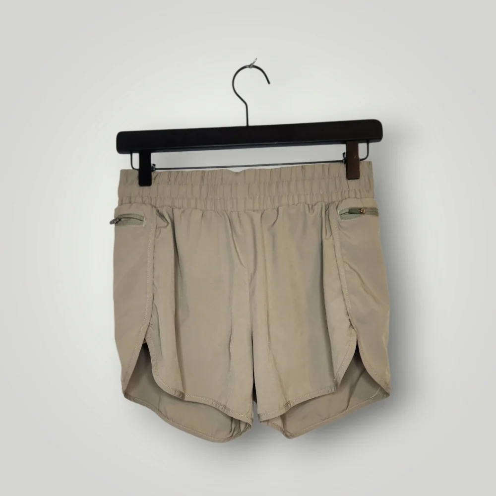 Women's athleisure shorts tan work out running shorts size small